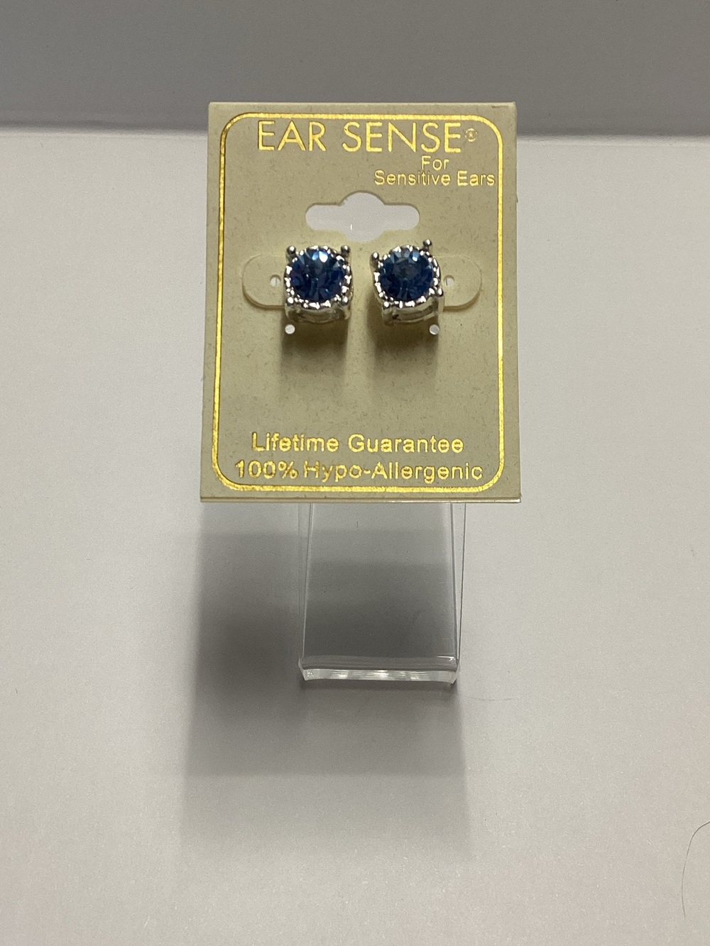 Ear Sense Blue Crystal Stud Earrings for Sensitive Ears